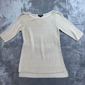 White House Black Market Sweater Womens Medium Petite Career Fitted Long Belted